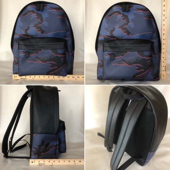 COACH Charles Blue/Multicolor Camo Print Backpack - Picture 8 of 8